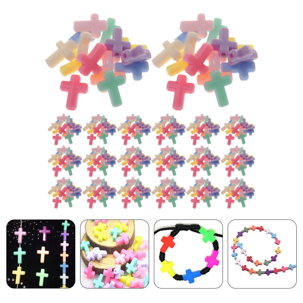 Jewelry Making Using Beads - 500pcs Diy Plastic Cross Beads Multi-Use